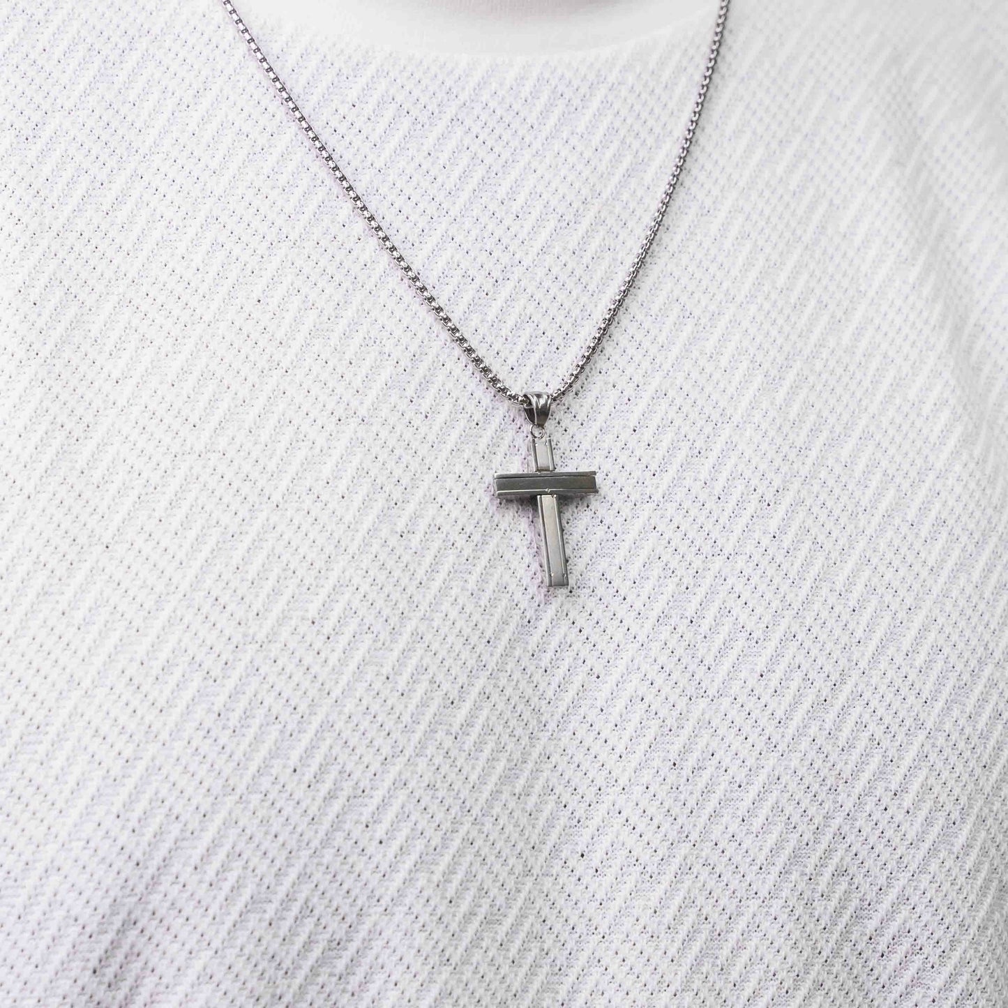 Stainless Steel Curved Cross Pendant