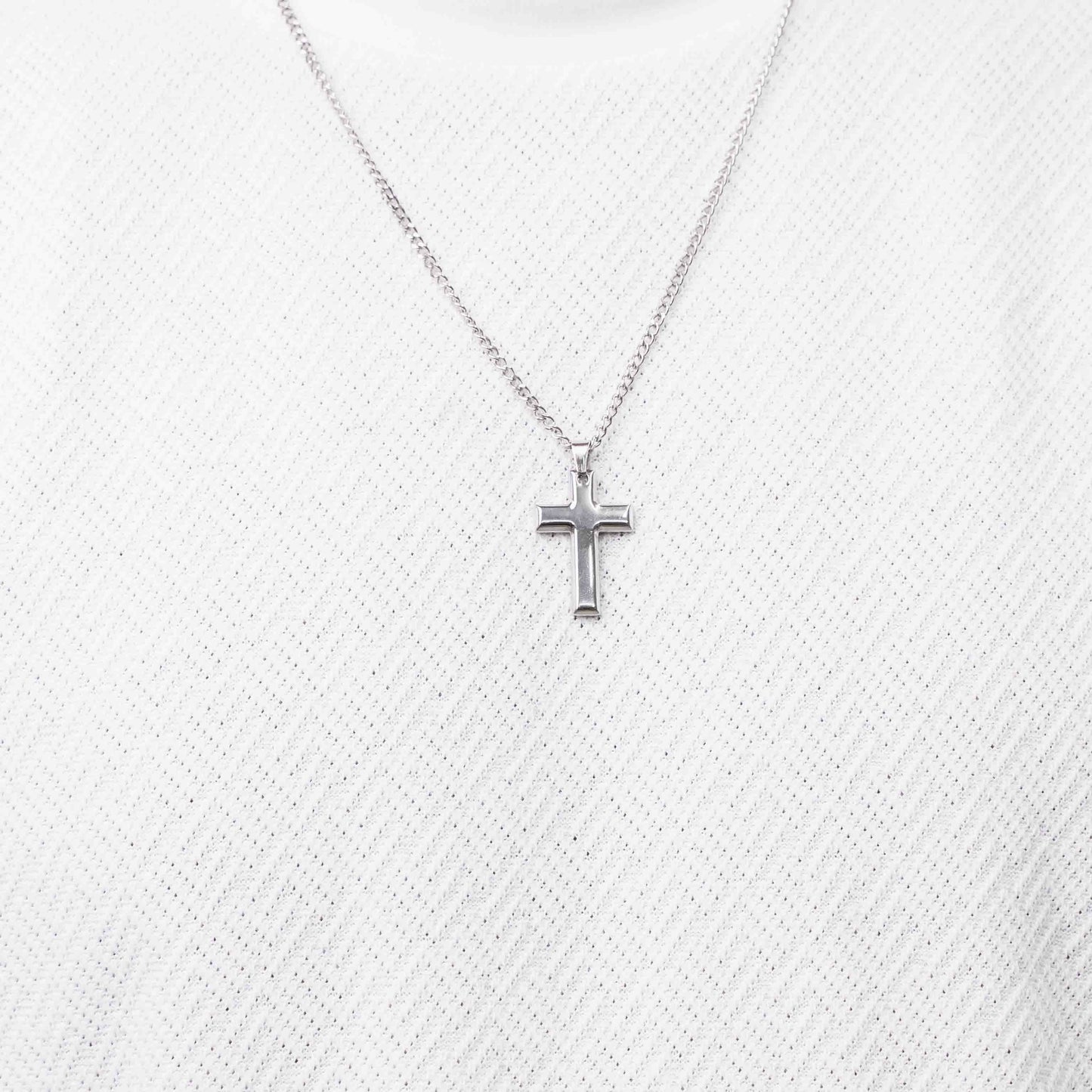 Stainless Steel Beveled Cross Pendant