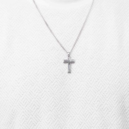 Stainless Steel Beveled Cross Pendant