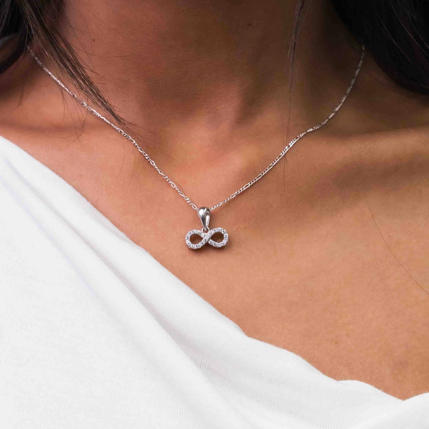 Sterling Silver Horizontal Pavé Infinity Pendant