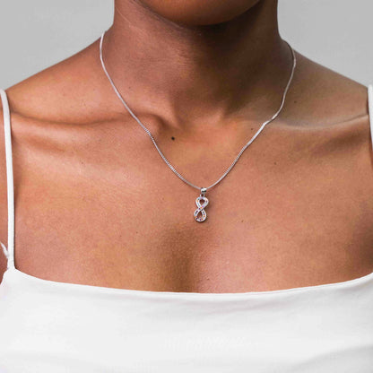 Sterling Silver Vertical Colourful Pavé Infinity Pendant