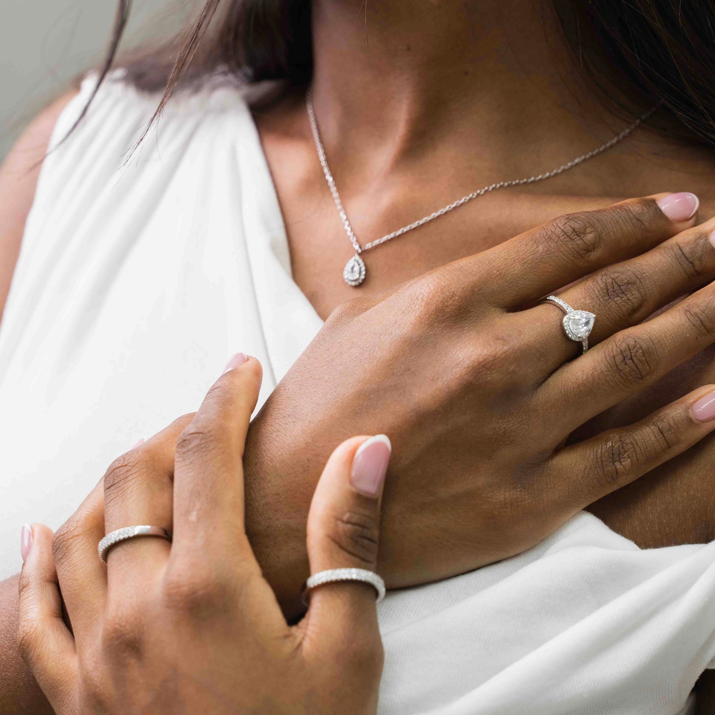 Double-row Pavé Sterling Silver Ring