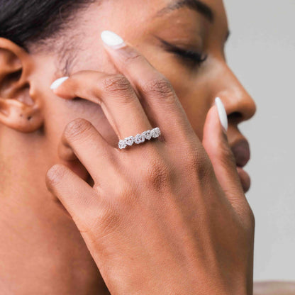 Heart Cluster Sterling Silver Ring