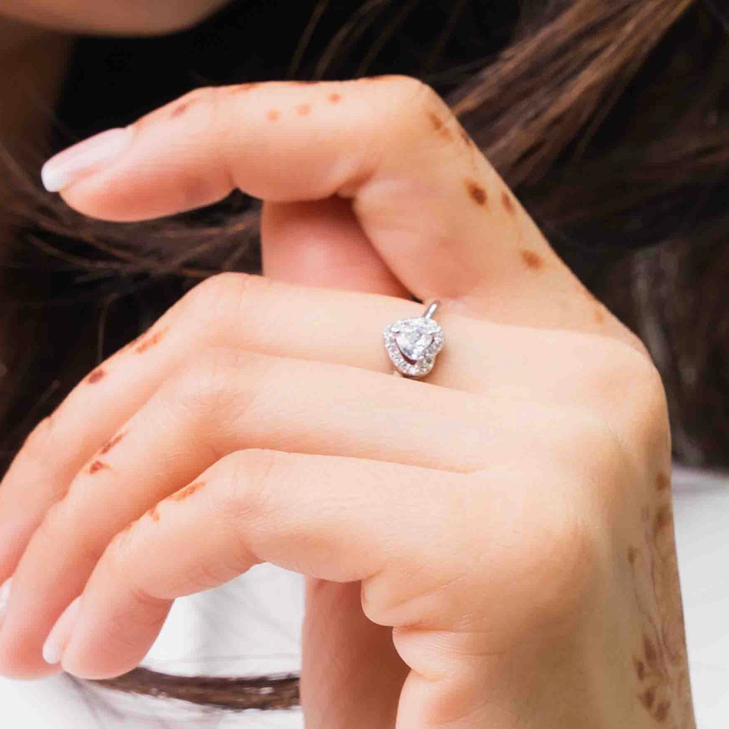 Halo Heart Sterling Silver Ring