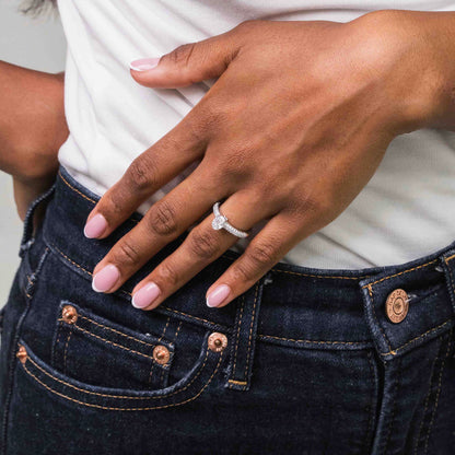 Oval Pavé Sterling Silver Ring