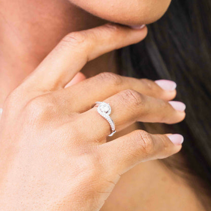 Circular Halo Swirl Sterling Silver Ring