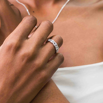 Oval-Spaced Cluster Sterling Silver Ring