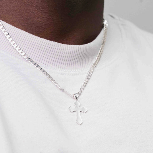 Sterling Silver Byzantine Plate Cross Pendant