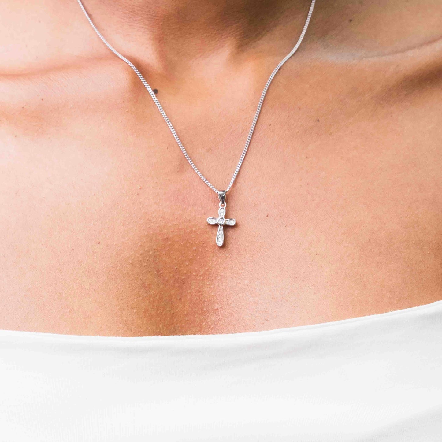 Sterling Silver Oval Cross Pendant