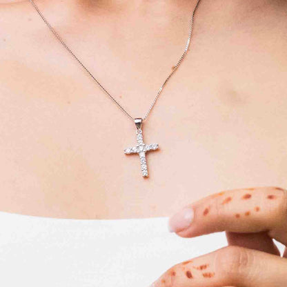 Sterling Silver Cubic Zirconia Cross Necklace Set
