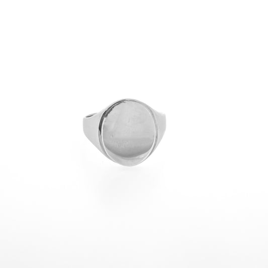 Sterling Silver Beveled Oval Signet Ring