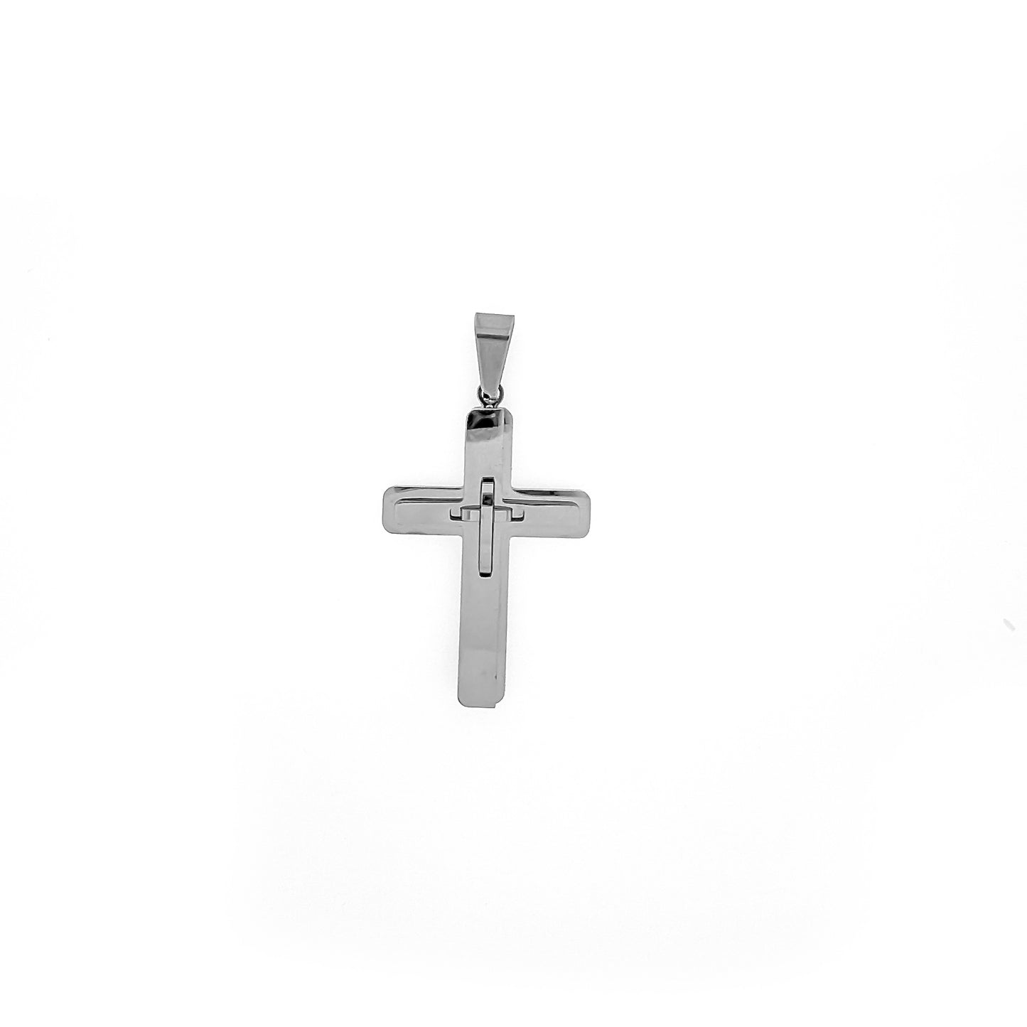 Stainless Steel Layered Cross Pendant