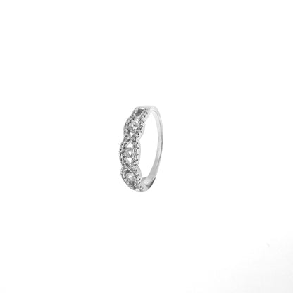 Oval-Spaced Cluster Sterling Silver Ring
