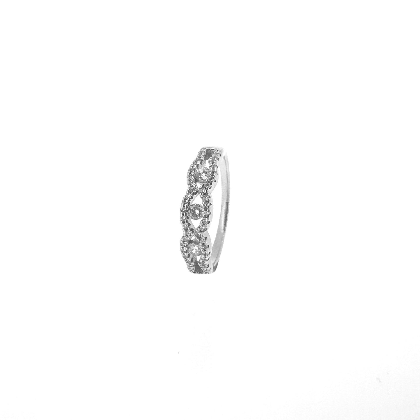 Oval-Spaced Cluster Sterling Silver Ring