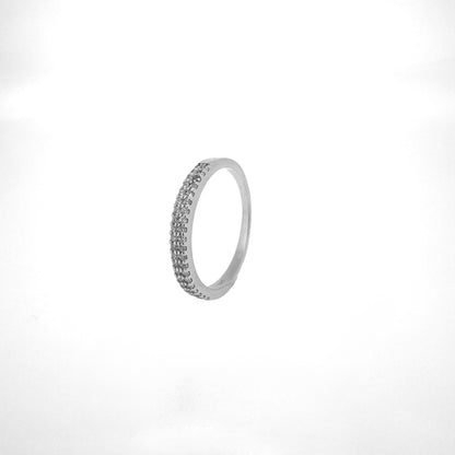Double-row Pavé Sterling Silver Ring