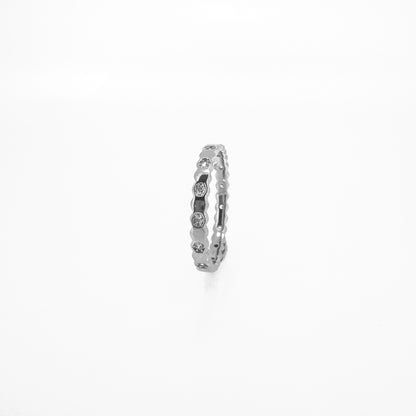 Spaced-Hexagonal Pavé Sterling Silver Ring