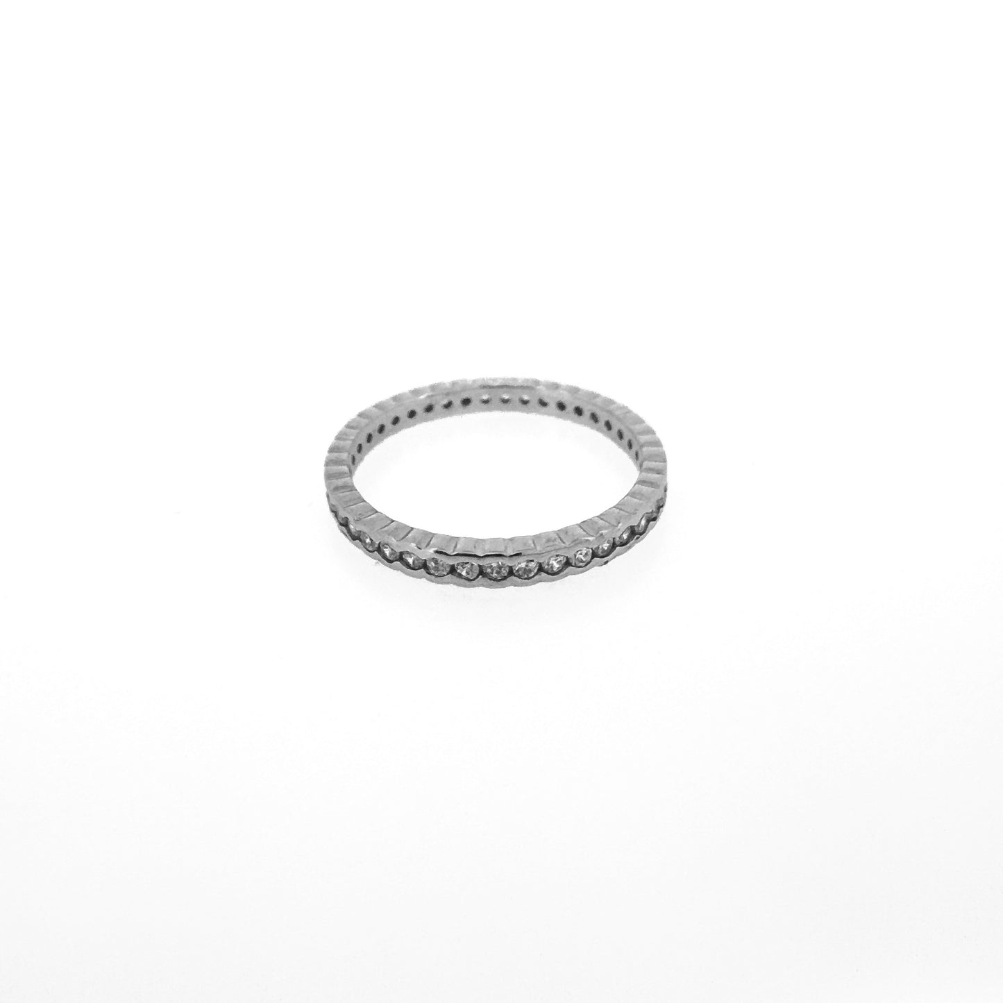 Mini Hexagonal Pavé Sterling Silver Ring
