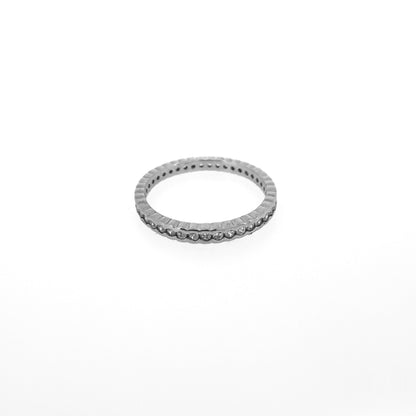 Mini Hexagonal Pavé Sterling Silver Ring