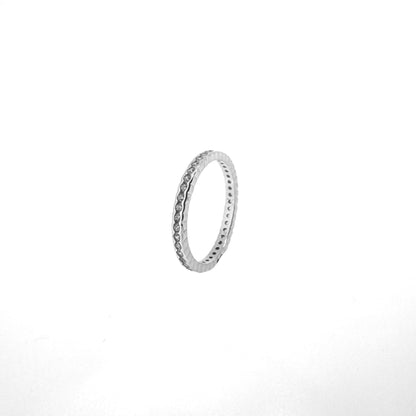 Mini Hexagonal Pavé Sterling Silver Ring