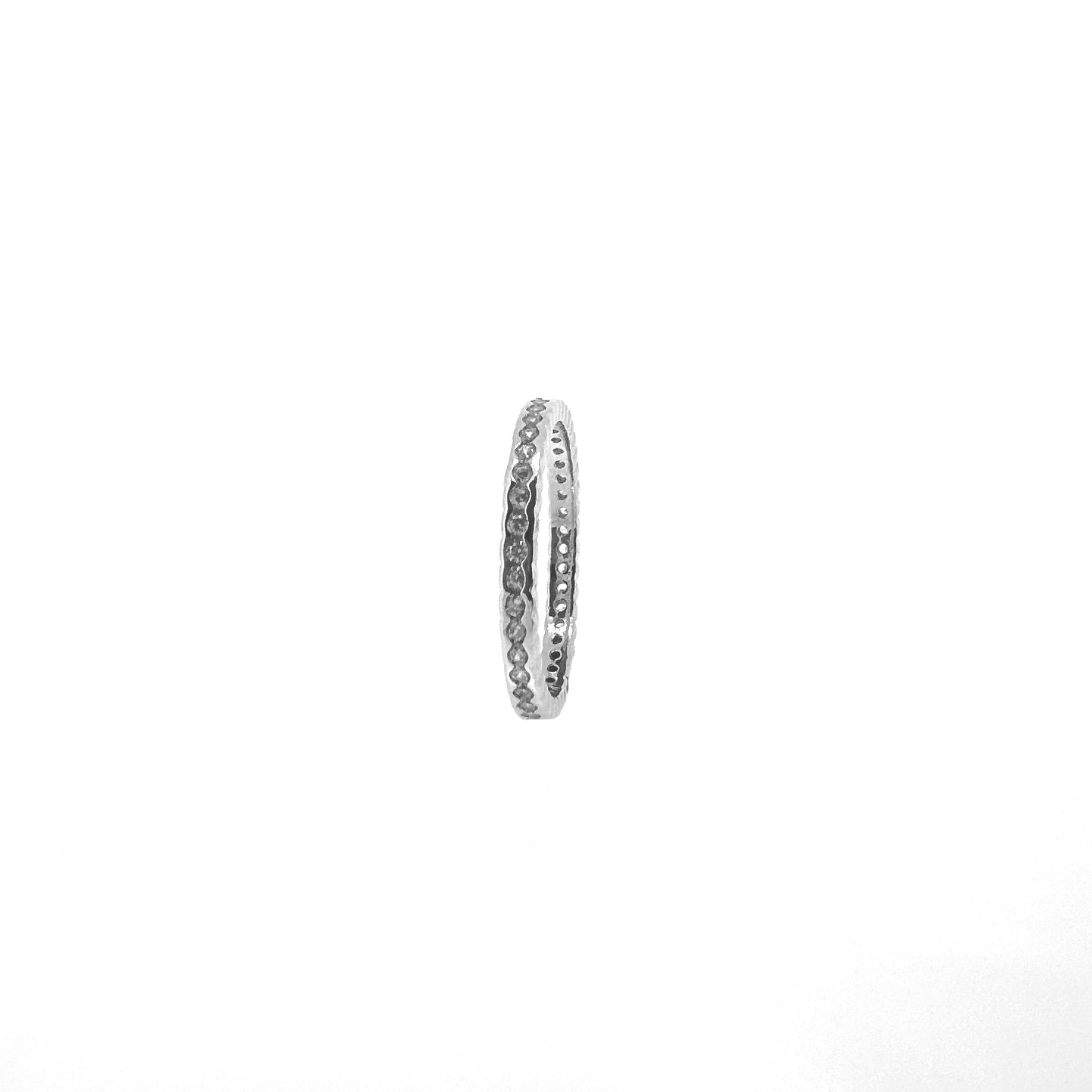 Mini Hexagonal Pavé Sterling Silver Ring