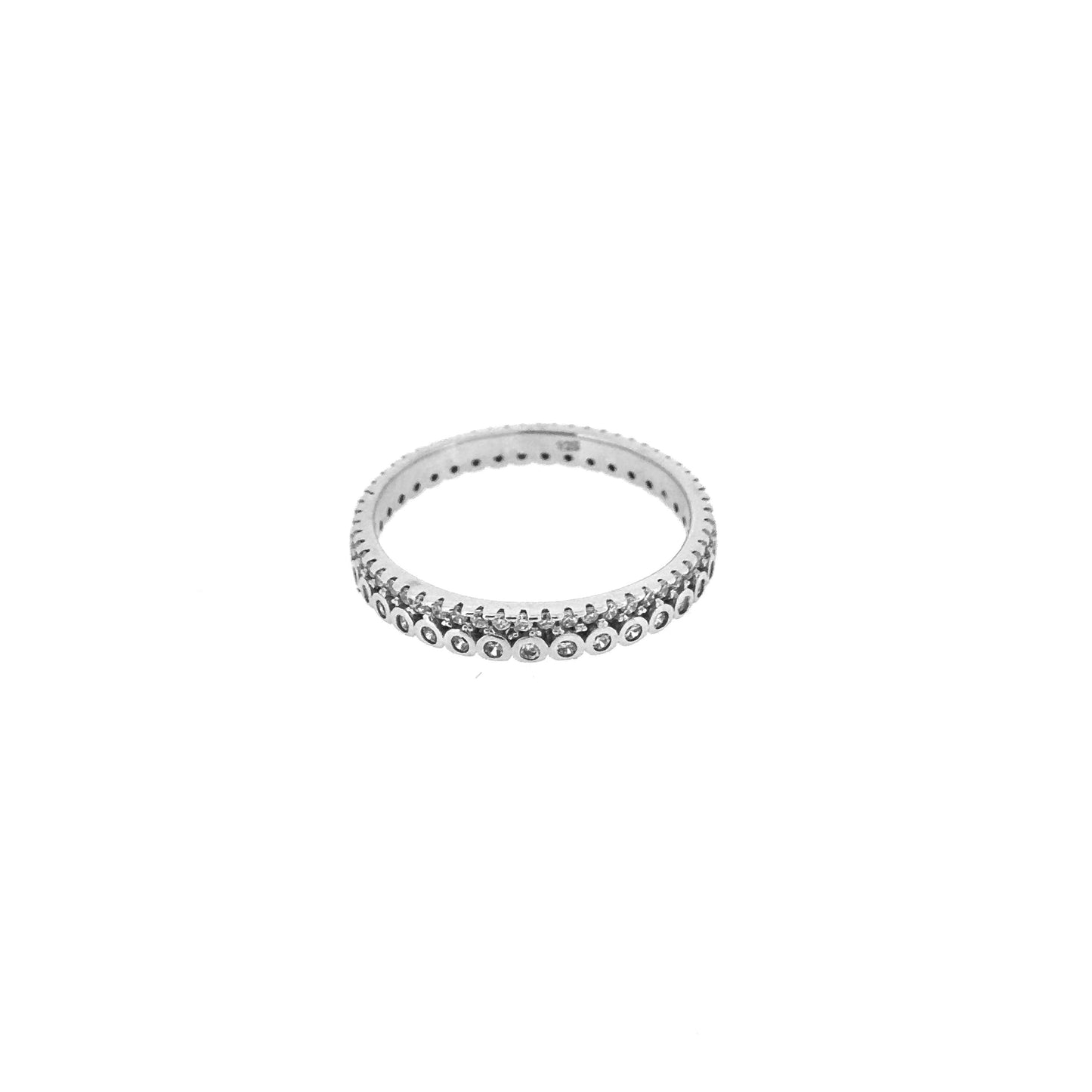 Multi Row Pavé Sterling Silver Ring Band