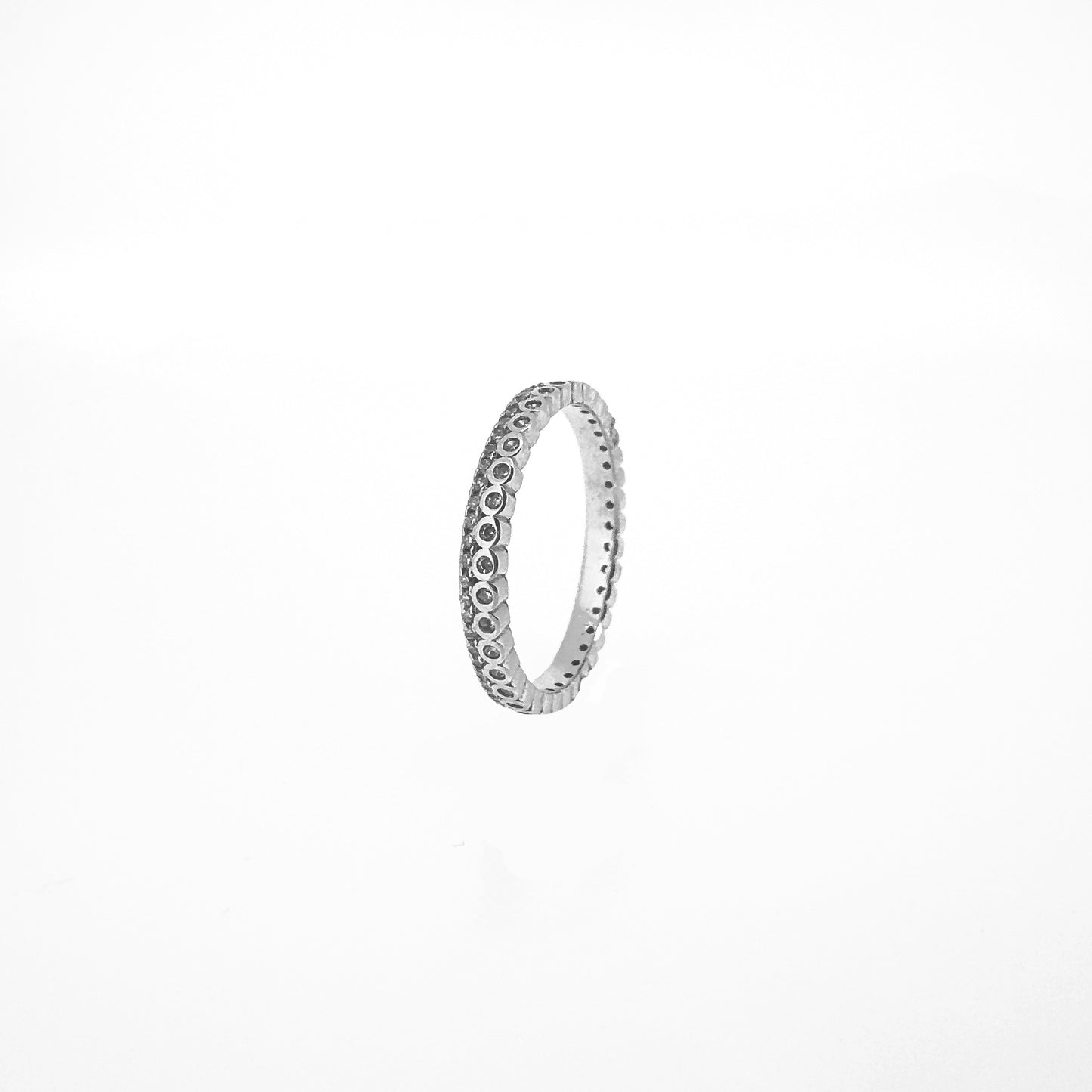Multi Row Pavé Sterling Silver Ring Band