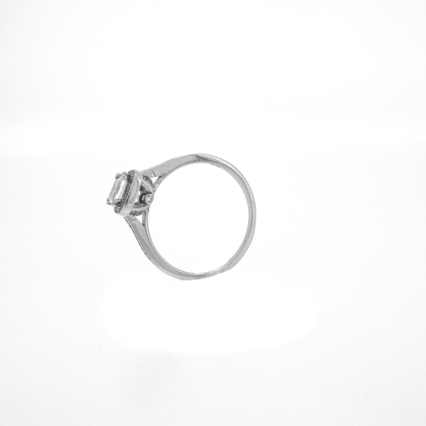 Square Halo Sterling Silver Ring