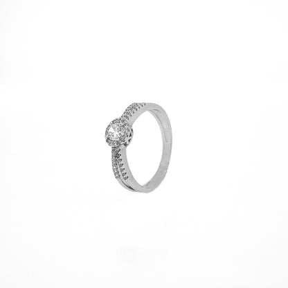 Circular Halo Split Sterling Silver Ring
