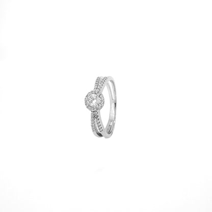 Circular Halo Split Sterling Silver Ring