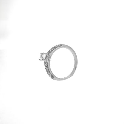 Oval Pavé Sterling Silver Ring