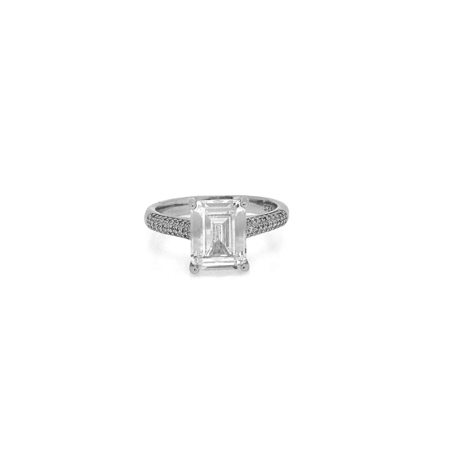 Emerald Cut Pavé Sterling Silver Ring (Copy)