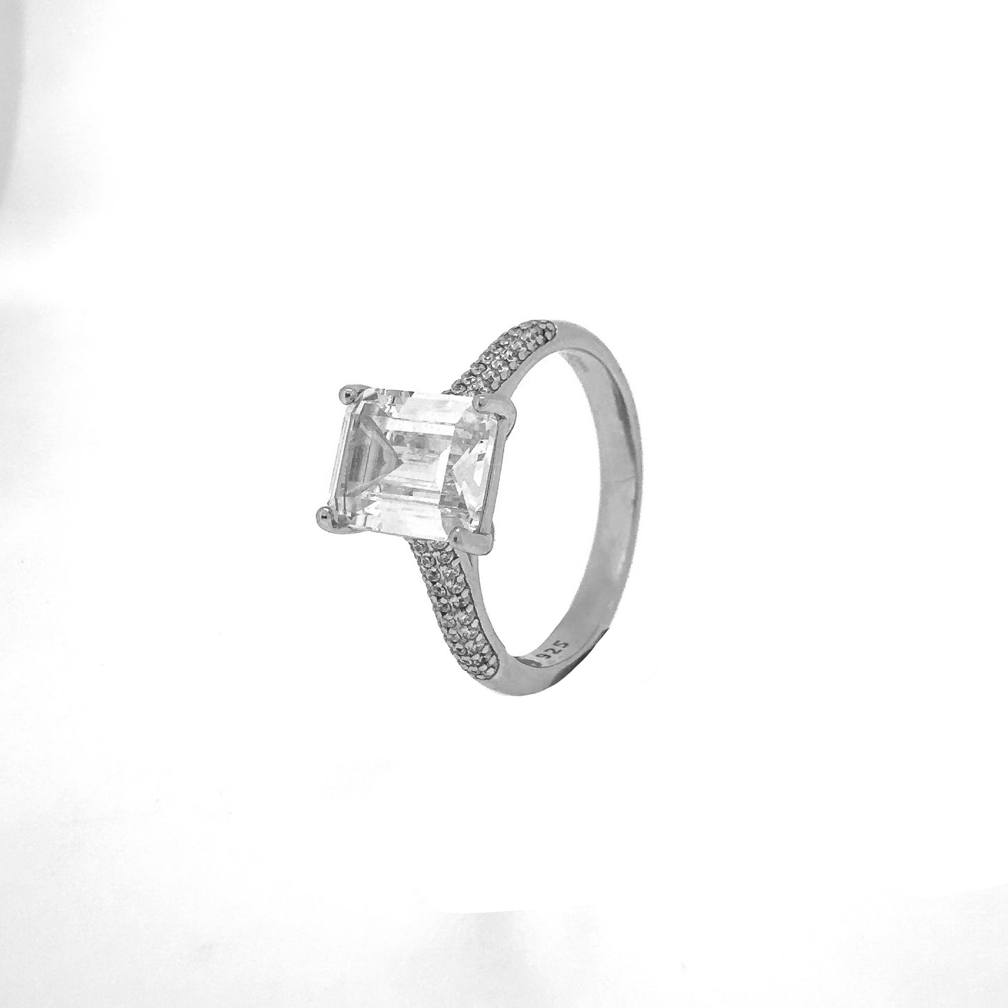 Emerald Cut Pavé Sterling Silver Ring (Copy)
