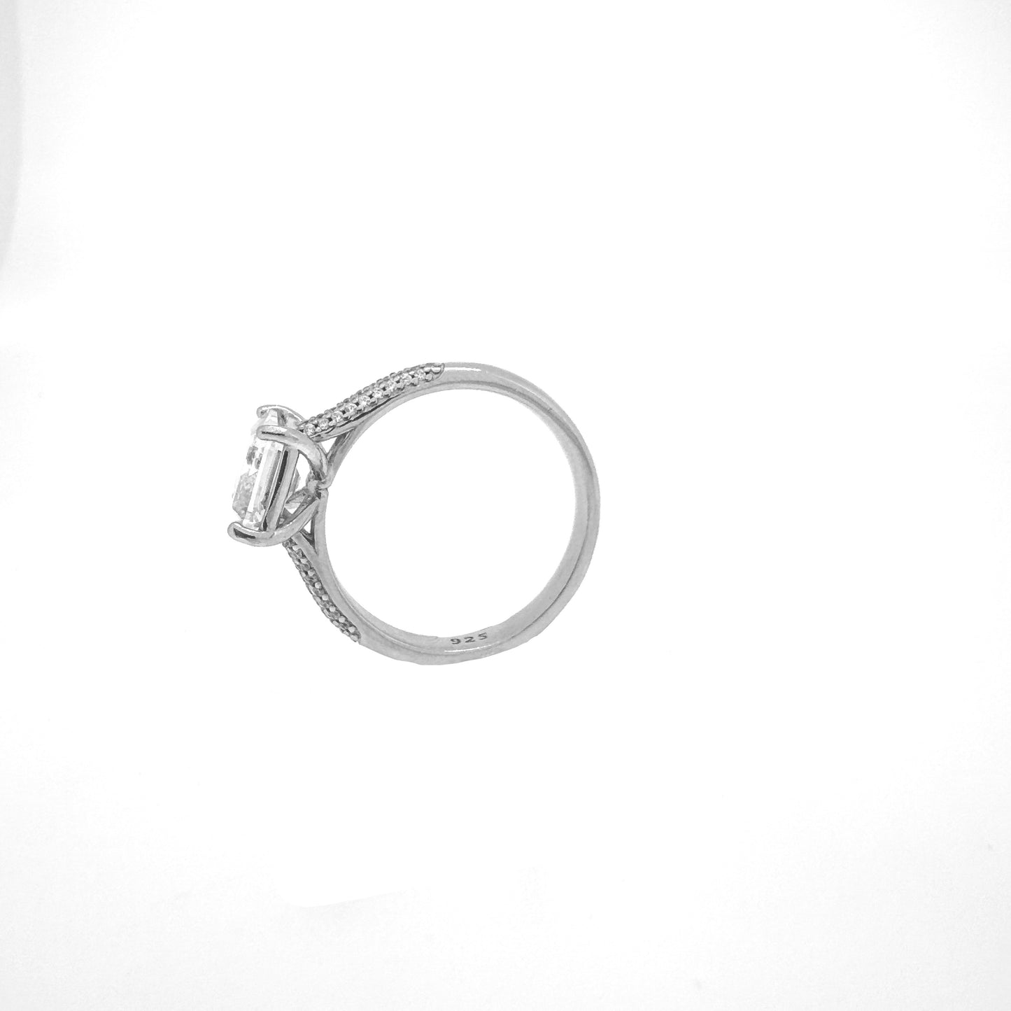 Emerald Cut Pavé Sterling Silver Ring (Copy)