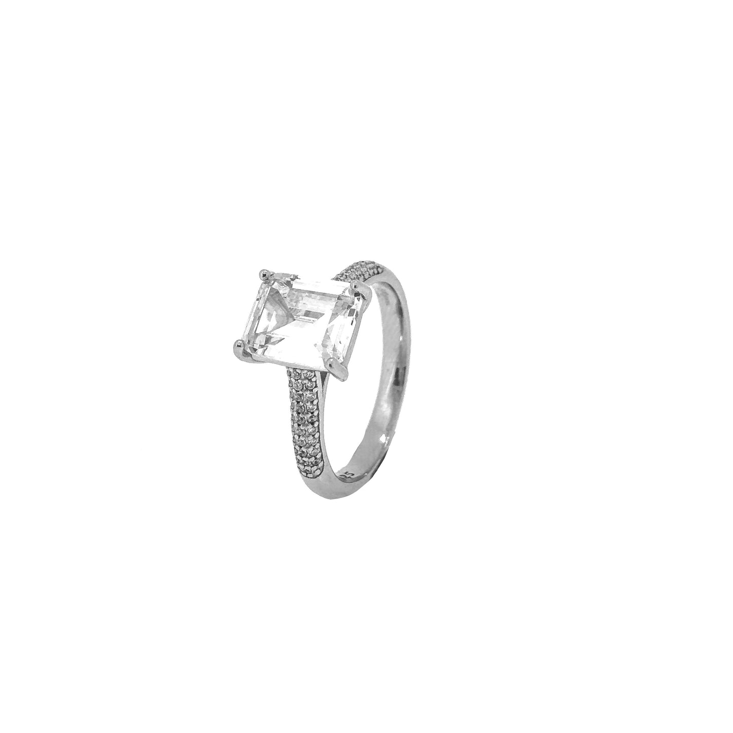 Emerald Cut Pavé Sterling Silver Ring (Copy)