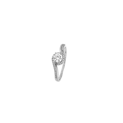 Circular Halo Swirl Sterling Silver Ring