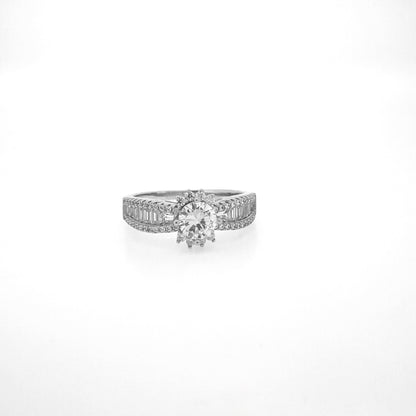 Circular Baguette Cut Sterling Silver Ring