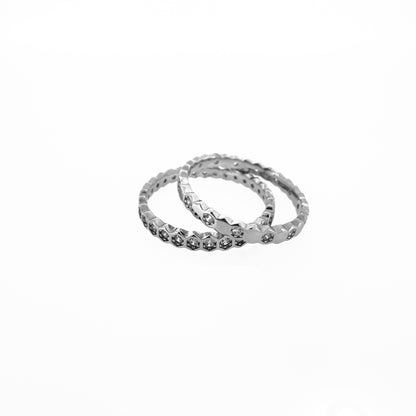 Hexagonal Pavé Sterling Silver Ring