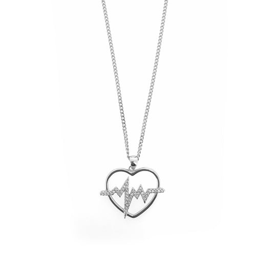 Sterling Silver Heartbeat Necklace Set