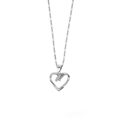 Sterling Silver Pavé Heart Necklace Set
