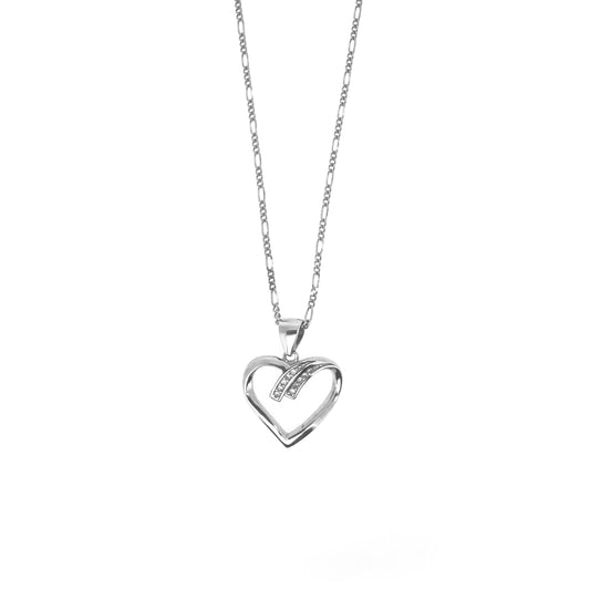 Sterling Silver Pavé Heart Necklace Set