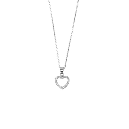 Mini Sterling Silver Pavé Outlined Heart Set