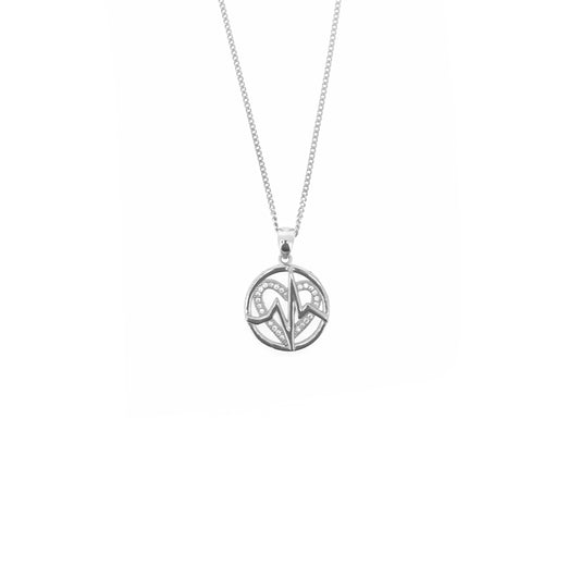 Circular Sterling Silver Heartbeat Necklace Set