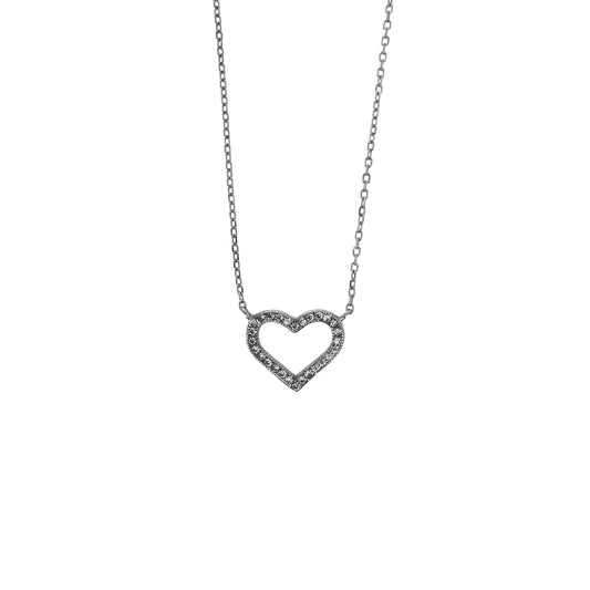 Pavé Heart Outline Necklace Set