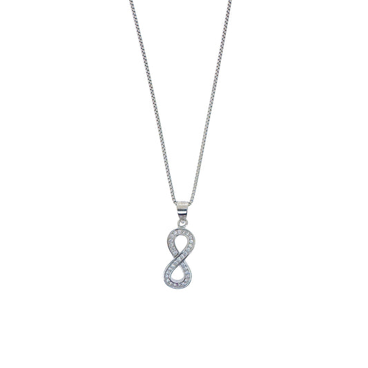 Sterling Silver Vertical Pavé Infinity Necklace Set