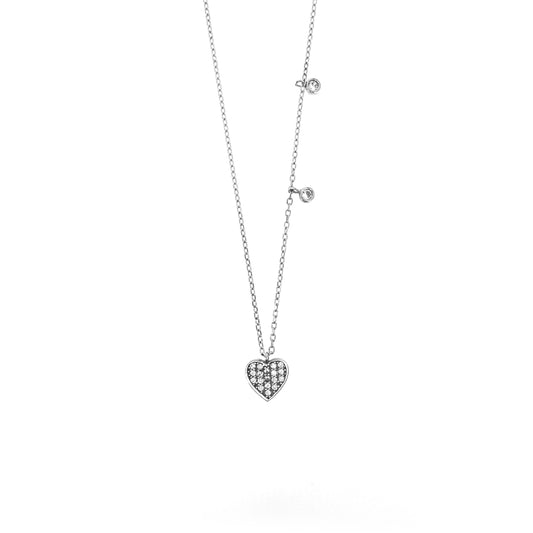 Solid Pavé Heart Charm Necklace Set