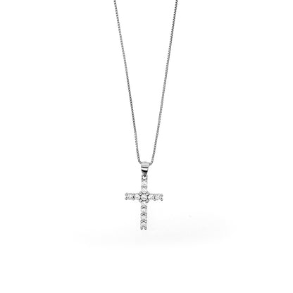 Sterling Silver Cubic Zirconia Cross Necklace Set