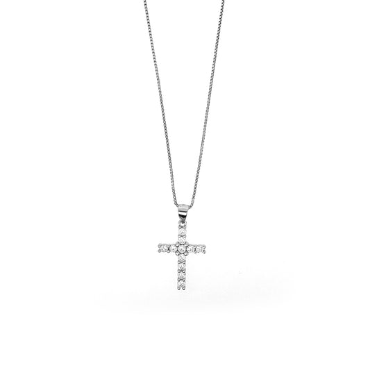 Sterling Silver Cubic Zirconia Cross Necklace Set