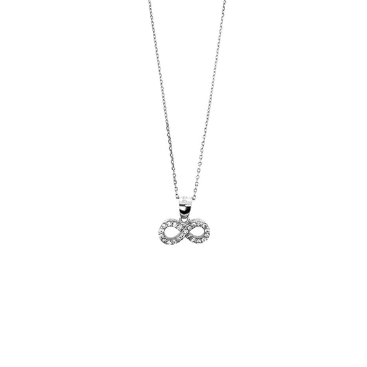 Sterling Silver Horizonal Pavé Infinity Necklace Set