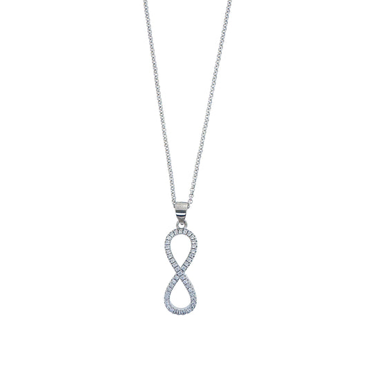 Medium Sterling Silver Vertical Pavé Infinity Necklace Set