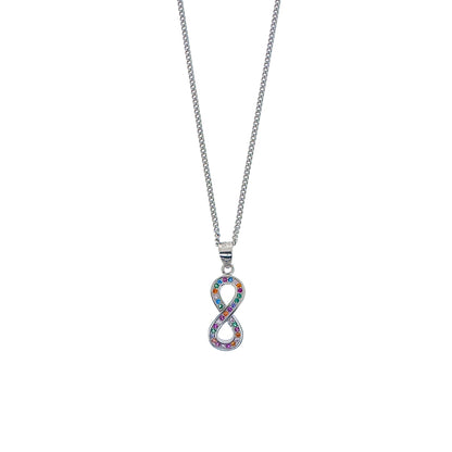 Sterling Silver Vertical Colourful Pavé Infinity Necklace Set